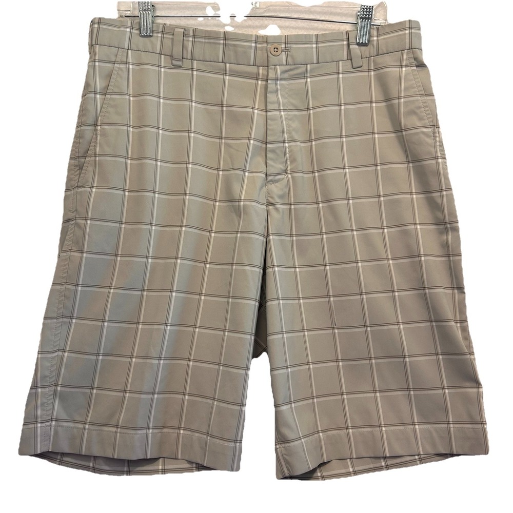 Nike Tour Performance Dri Fit Shorts Gray Windowpane Men's 34x10 Golf Athletic